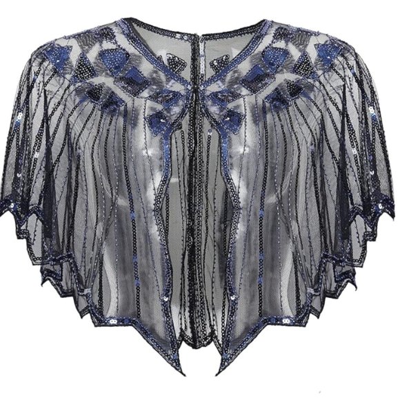 BABEYOND 1920er Abendcape - Pailletten Bolero Mit Perlen Für Braut & Fest